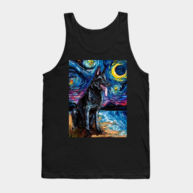 Black German Shepherd Night Tank Top by sagittariusgallery